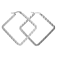 Fashion dangle earrings out of Surgical Steel 316L. Width:52mm.  Stripes Grooves Rills Lines