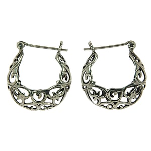 Tribal hoop earrings Silver 925 Tribal_pattern Wave Spiral