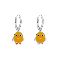 Boucles d'oreilles pour des enfants en Argent 925 avec mail. Largeur:8,6mm. Diamtre:12mm.  Aigle Oiseau Cigogne