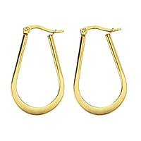Fashion dangle earrings out of Surgical Steel 316L with PVD-coating (gold color). Width:21mm. Shiny.