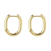Fashion dangle earrings out of Surgical Steel 316L with PVD-coating (gold color). Diameter:16mm. Cross-section:3mm. Shiny.