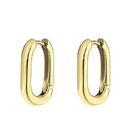Dangle earrings with PVD-coating (gold color). Diameter:11mm. Cross-section:2,2mm. Weight:1,5g. Shiny.