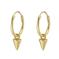 Silver earrings with PVD-coating (gold color). Diameter:12mm. Width:4mm. Shiny.