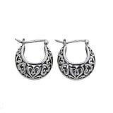 Tribal hoop earrings Silver 925 Tribal_pattern Heart Love