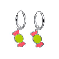 Orecchini per bambini in Argento 925 con Smalto. Sezione:1,3mm. Diametro:10mm.