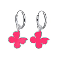 Kids earring out of Silver 925 with Enamel. Cross-section:1,3mm. Diameter:10mm.  Butterfly