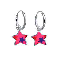 Orecchini per bambini in Argento 925 con Smalto. Sezione:1,3mm. Diametro:12mm.  Stella