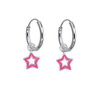 Kids earring out of Silver 925 with Enamel. Cross-section:1,3mm. Diameter:12mm.  Star