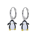 Kinder Ohrring Silber 925 Email Pinguin
