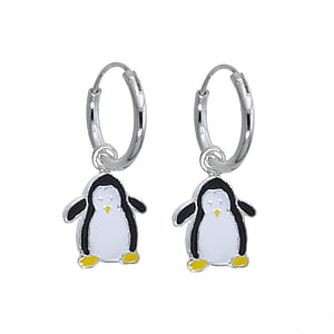 Kids earring Silver 925 Enamel Penguin