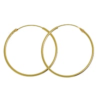 Pendientes de aro de plata dorada con Revestido de oro. Corte transversal:1,6mm.