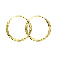 Creolen uit Zilver 925 met Goud-laagje (verguld). Diameter:12mm. Doorsnede:1,2mm.