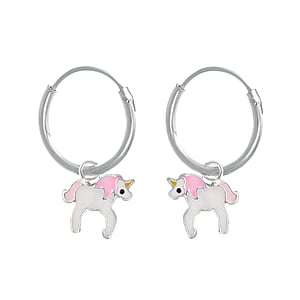 Kids earring Silver 925 Epoxy Unicorn