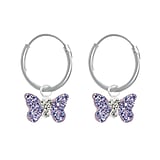 Silver hoop earrings for children Crystal Silver 925 Butterfly