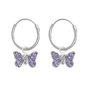 Silver hoop earrings for children Crystal Silver 925 Butterfly