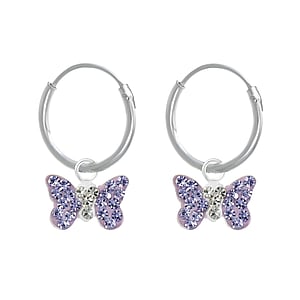 Croles en argent pour enfants Cristal Argent 925 Papillon