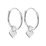 Silver earrings Width:4mm. Diameter:12mm.  Heart Love