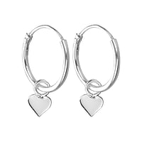 Silver earrings Width:4mm. Diameter:12mm.  Heart Love