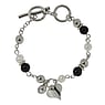 Bracelet Stainless Steel Synthetic Pearls Black PVD-coating Crystal Heart Love
