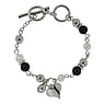 Bracelet Acier inoxydable Perle synthtique Revtement PVD noir Cristal Coeur Amour