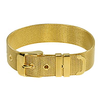 Stainless steel bracelet with Gold-plated. Length:14-18,5cm. Width:14mm. Adjustable length.