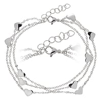 Bracciale in Acciaio inox. Lunghezza:+3,5cm. brillante. Lunghezza variabile.  Cuore Amore