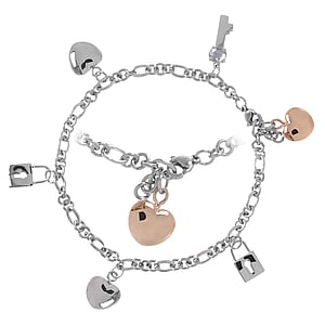 Bracelet Stainless Steel Gold-plated zirconia Heart Love Key Lock