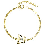 Bracelet enfants Acier inoxydable Revtement PVD (couleur or) Zircon Papillon