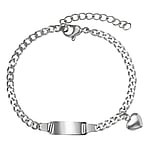 Bracelet enfants en Acier inoxydable. Largeur:5mm. Coupe transversale :3,0mm. Longueur:14-17cm. Longueur ajustable.  Coeur Amour