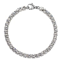 Bracelet out of Stainless Steel with Crystal. Width:4mm. Length:16,5cm. Stone(s) are fixed in setting.