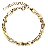 Bracciale in Acciaio inox con Rivestimento PVD (colore oro) e Zircone. Larghezza:6mm. Lunghezza:19-23cm. Lunghezza variabile. Pietra(e) fissata(e) dalla montatura.