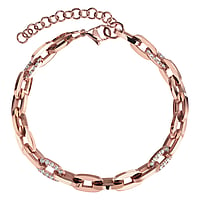 Bracelet en Acier inoxydable avec Zircon et Revtement PVD (couleur or). Largeur:5mm. Longueur:19-23cm. Longueur ajustable. Pierre(s) fixe(s) par la monture. brillant.