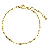 Pulsera de Acero fino con Revestimiento PVD (color oro). Ancho:2mm. Longitud:16-19,5cm. Longitud ajustable. brillante.