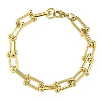 Bracelet out of Stainless Steel with PVD-coating (gold color). Width:9mm. Shiny.