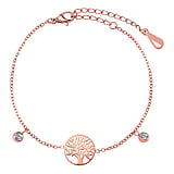 Bracelet Acier inoxydable Zircon Revtement PVD (couleur or) Arbre arbre_de_vie Feuille Motif_floral