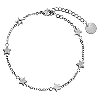 Bracelet out of Stainless Steel. Width:5,8mm. Length:16-20cm. Adjustable length. Shiny.  Star