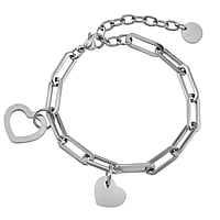 Bracelet out of Stainless Steel. Width:5,5mm. Length:15,5-20cm. Adjustable length. Shiny.  Heart Love