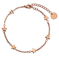 Bracelet out of Stainless Steel with PVD-coating (gold color). Width:5,8mm. Length:16-20cm. Adjustable length. Shiny.  Star