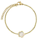 Pulsera Acero fino Revestimiento PVD (color oro) Concha Flor