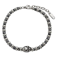 Bracciale di pietra in Acciaio inox con Ematite. Larghezza:7,5mm. Lunghezza:18,5-21,5cm. Lunghezza variabile. brillante.  Teschio Testa di morto Osso Scheletro Cranio Teschio