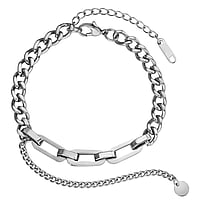 Bracelet out of Stainless Steel. Length:16,5-21cm. Width:6mm. Adjustable length. Shiny.