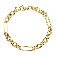 Bracelet out of Stainless Steel with PVD-coating (gold color). Width:6mm. Shiny.