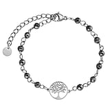 Bracelet de pierre Acier inoxydable Jade noir Arbre arbre_de_vie