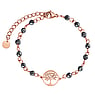 Bracelet de pierre Acier inoxydable Revtement PVD (couleur or) Jade noir Arbre arbre_de_vie