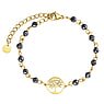 Stone bracelet Stainless Steel PVD-coating (gold color) Black jade Tree Tree_of_Life