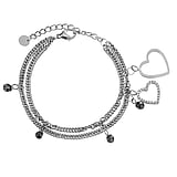 Bracelet Stainless Steel Crystal Hematite Heart Love