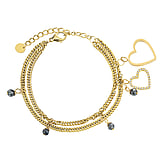 Pulsera Acero fino Revestimiento PVD (color oro) Cristal Hematita Corazn Amor