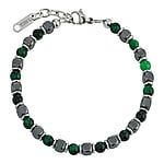 Stone bracelet out of Stainless Steel with Hematite and Green tiger eye. Width:4,4mm. Length:+2cm. Adjustable length. Shiny.