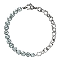 Bracciale di perle in Acciaio inox. Lunghezza:20cm. Larghezza:6mm. brillante.