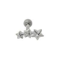Ear piercing out of Surgical Steel 316L with silver-plated brass. Thread:1,2mm. Bar length:6mm. Width:10mm.  Star